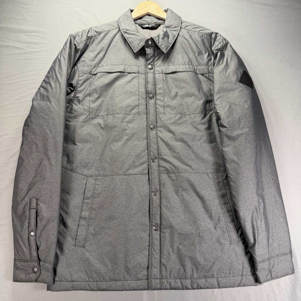 The North Face Jacket Mens Medium Gray Puffer Zip Snap Pockets Warm Winter